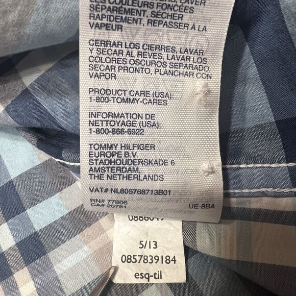 Tommy Hilfiger Plaid Button‑Down Shirt Slim Fit XXL • Fleet Blue • Fall Layering - Picture 10 of 13